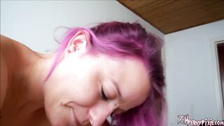 Pervy Pixie sucking hairy cock of Zim Hunter in this morning sloppy blowjob